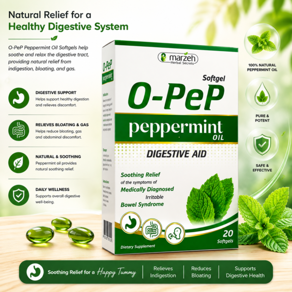 O-PeP Peppermint Oil Softgels – Digestive Aid & Gastrointestinal Support